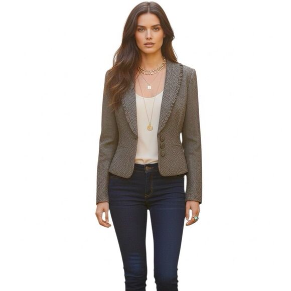 LOFT Jackets & Blazers - Loft Womens Blazer Jacket Sz 6  Ruffle 3 Button Corporate, Girl boss, Business